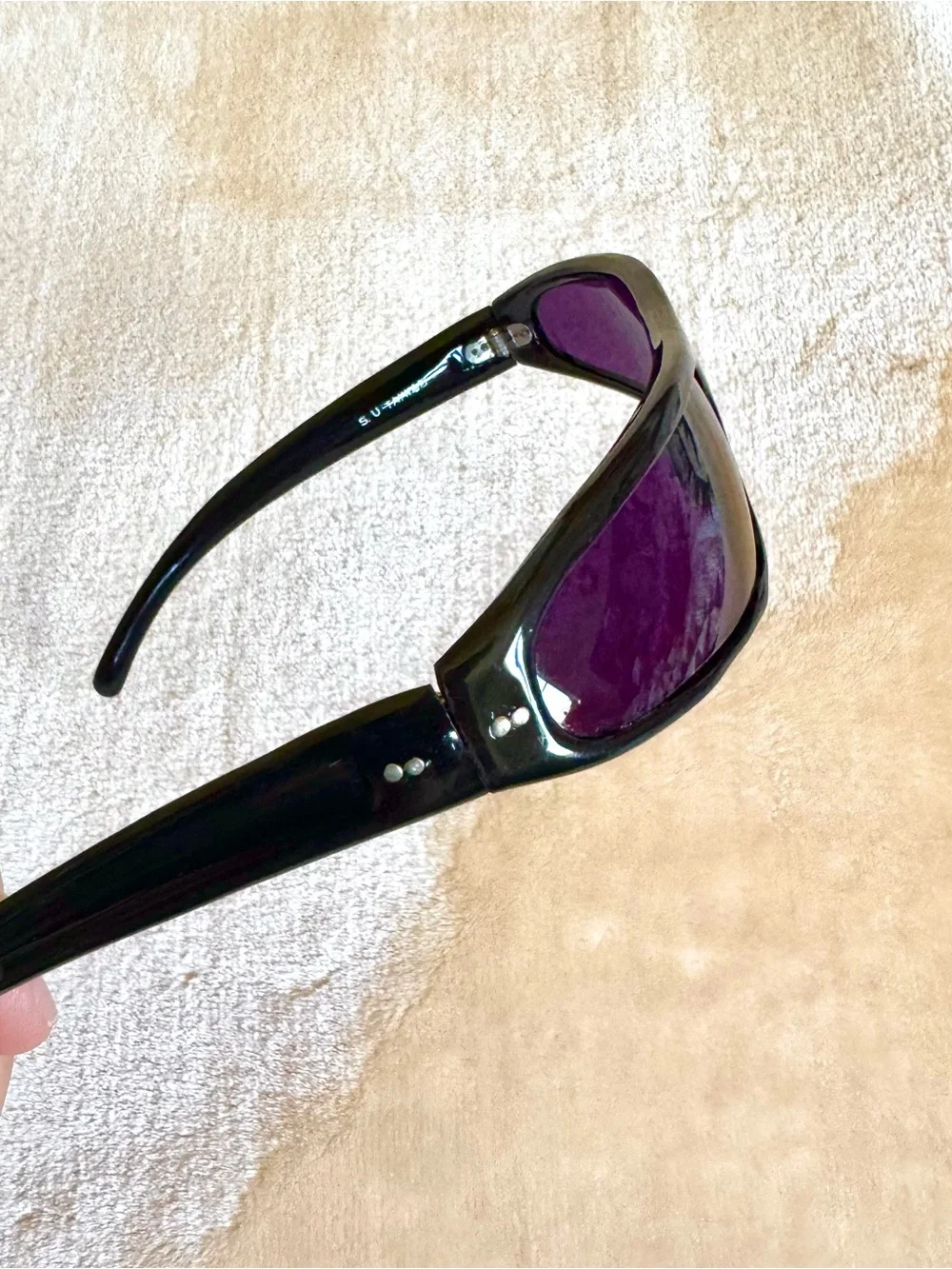 Vintage 90’s Black Matrix Sunglasses With Purple Frames